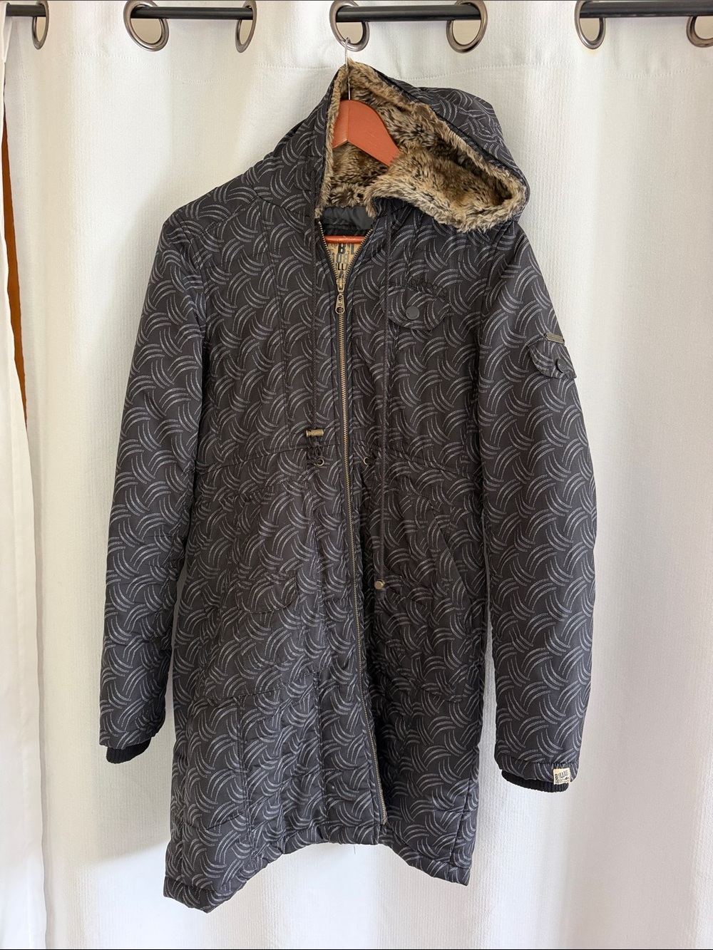 Billabong quilted parka w fur lining
